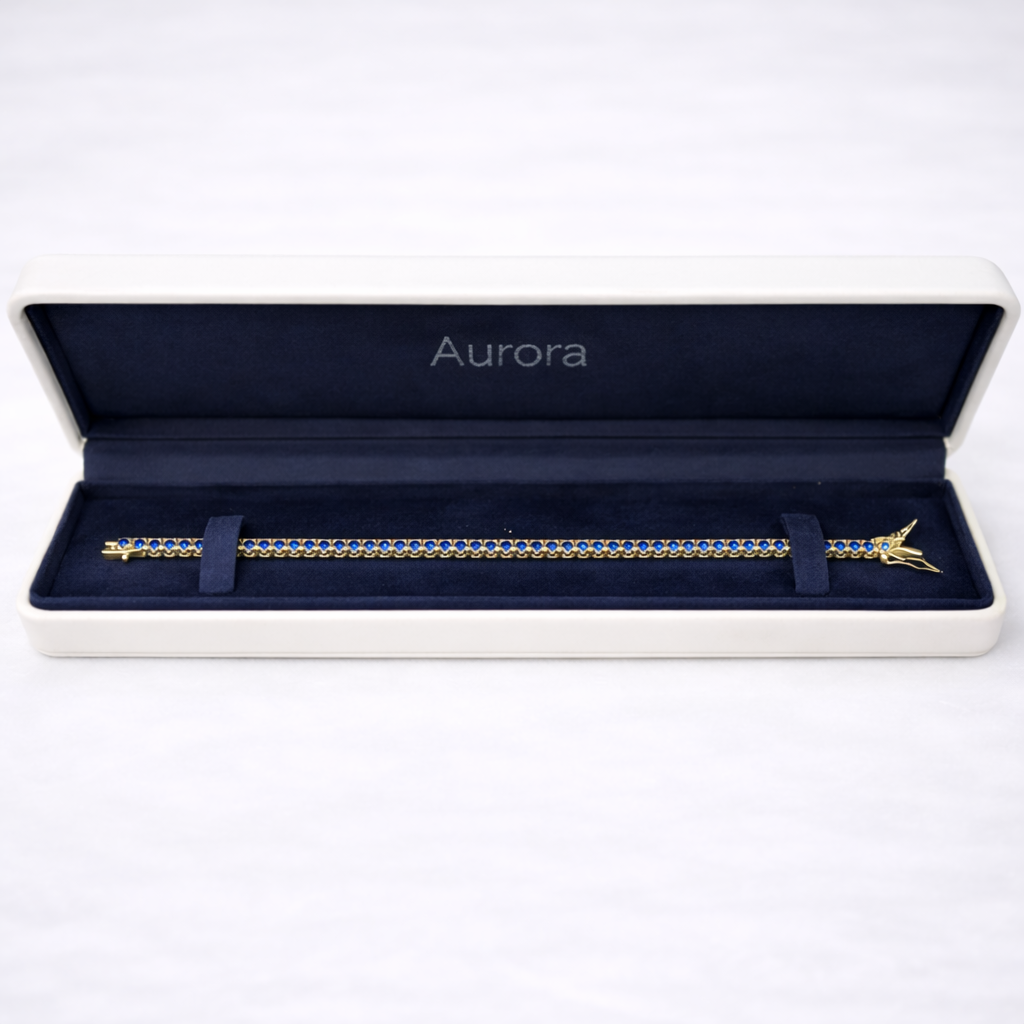 Aurora Fine Tennis Bracelet – 2 mm Sapphire | 14K Yellow Gold