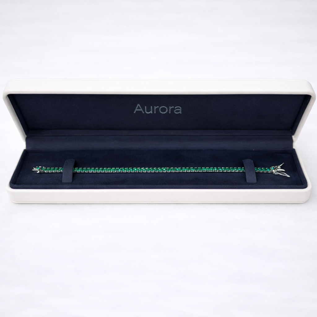 Aurora Fine Tennis Bracelet – 2 mm Emerald | 925 Sterling Silver