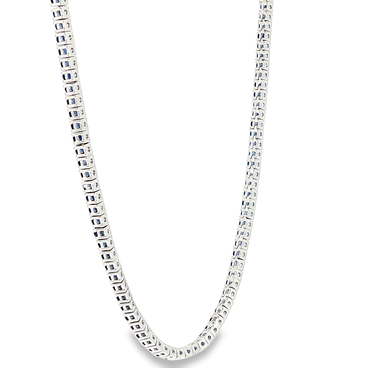 Aurora Minimalist Tennis Necklace – 2mm Sapphire | 925 Sterling Silver