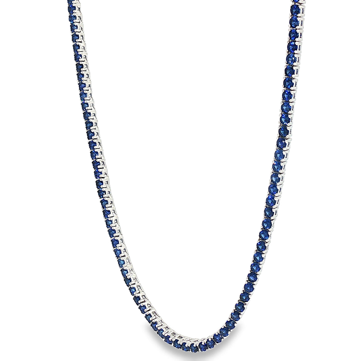 Aurora Minimalist Tennis Necklace – 2mm Sapphire | 925 Sterling Silver