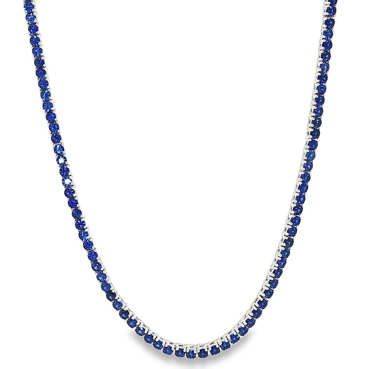 Aurora Minimalist Tennis Necklace – 2mm Sapphire | 925 Sterling Silver
