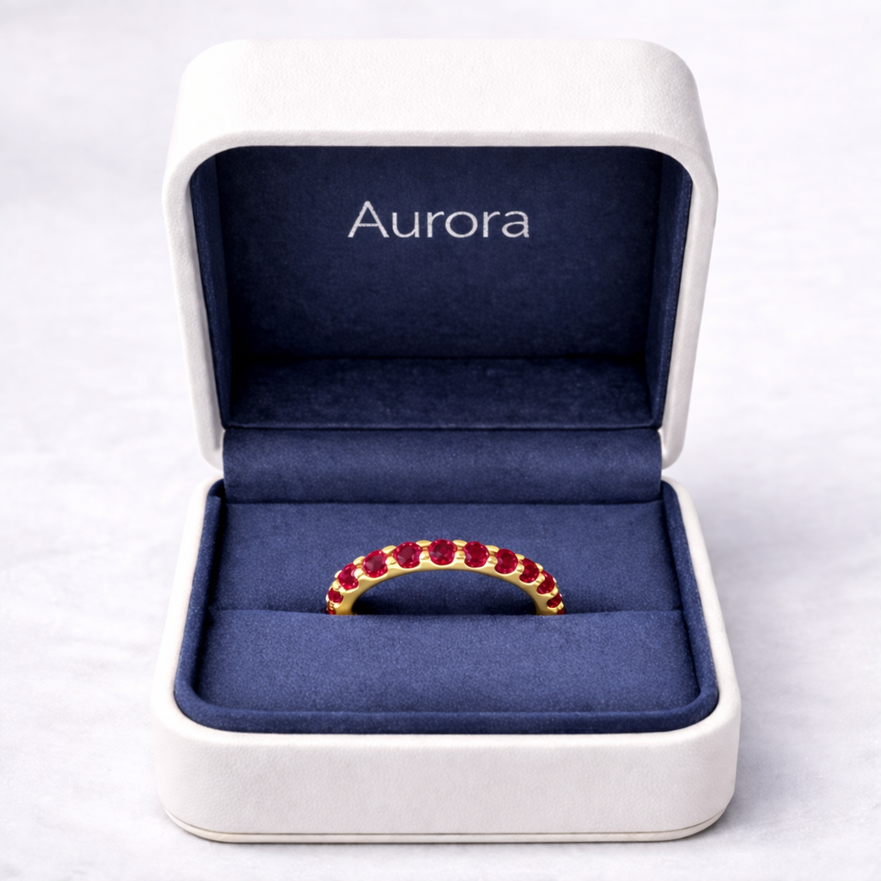 Aurora Signature Eternity Ring – 3 mm Ruby | 14K Yellow Gold