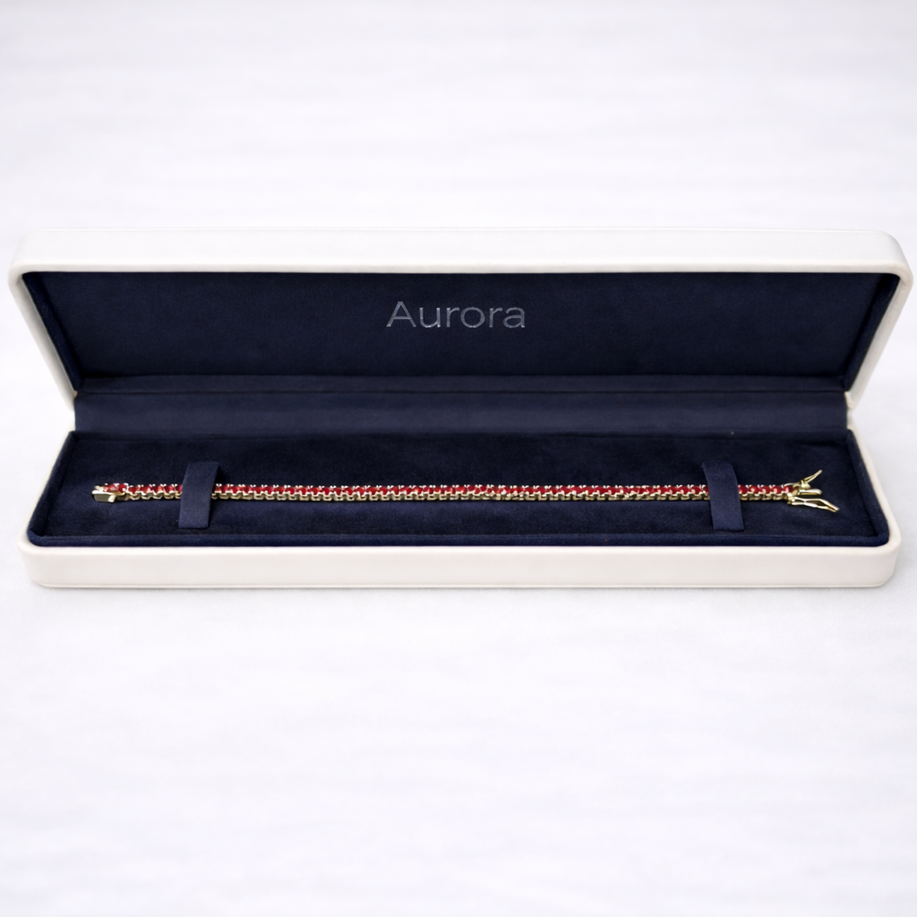 Aurora Signature Tennis Bracelet – 3 mm Ruby | 14K Yellow Gold