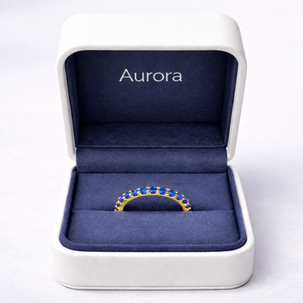 Aurora Signature Eternity Ring – 3 mm Sapphire | 14K Yellow Gold