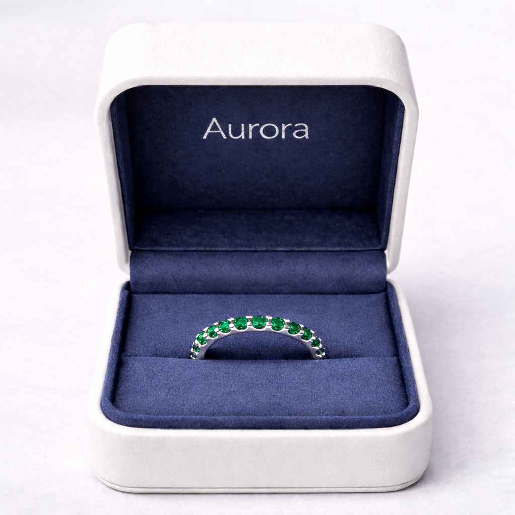 Aurora Signature Eternity Ring – 3 mm Emerald | 925 Sterling Silver