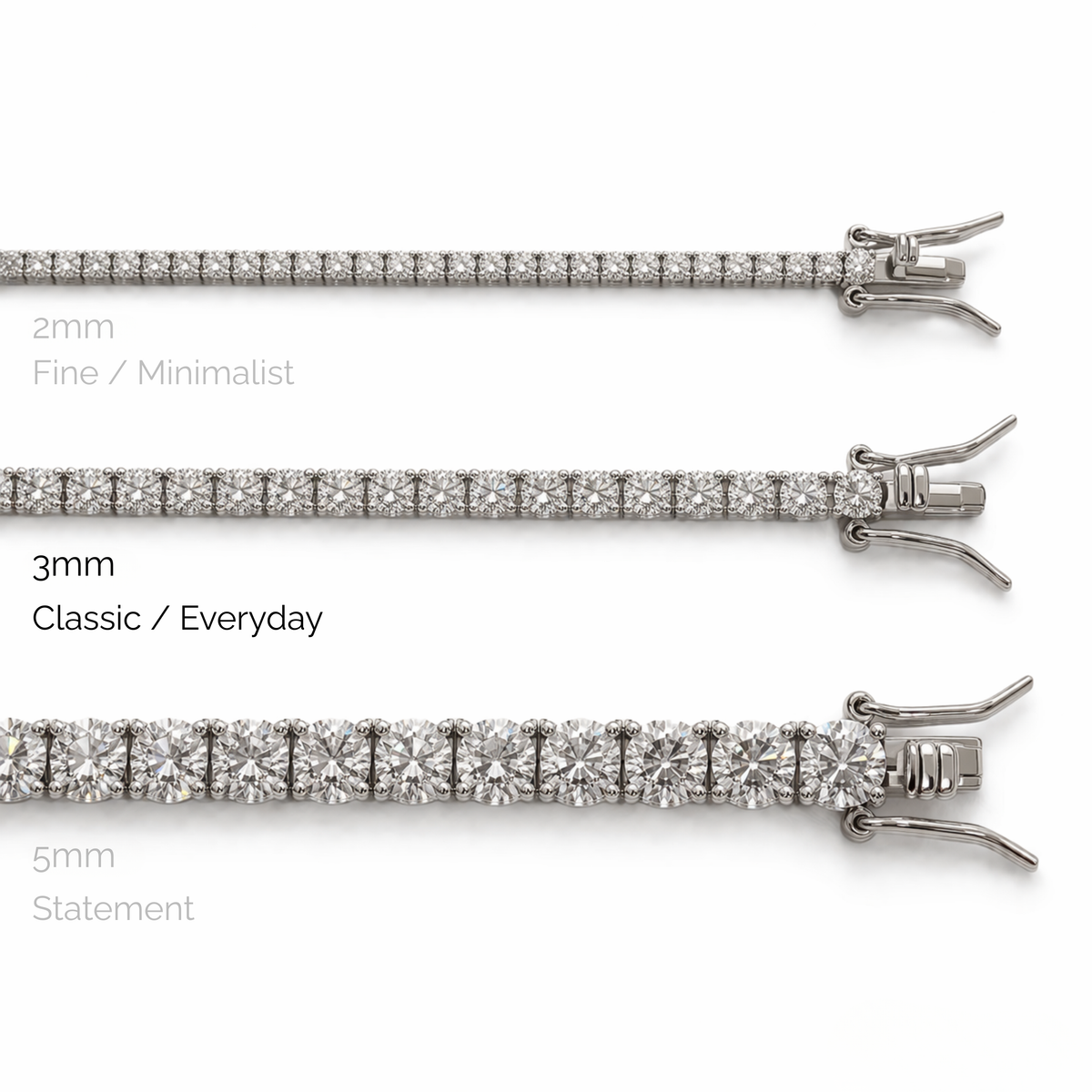 Aurora Everyday Tennis Bracelet – 3mm Moissanite | 925 Sterling Silver