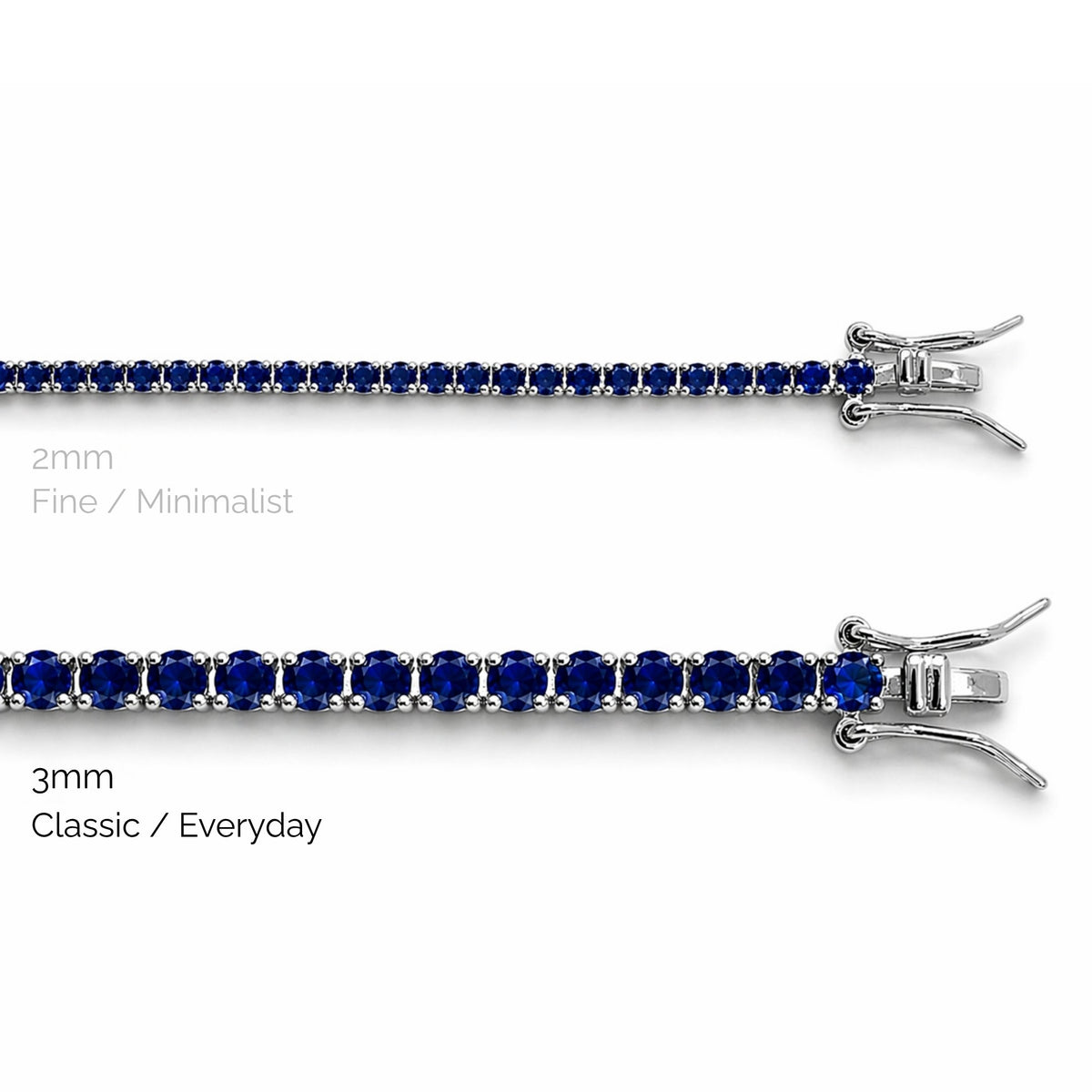 Aurora Everyday Tennis Chain – 3mm Sapphire | 925 Sterling Silver