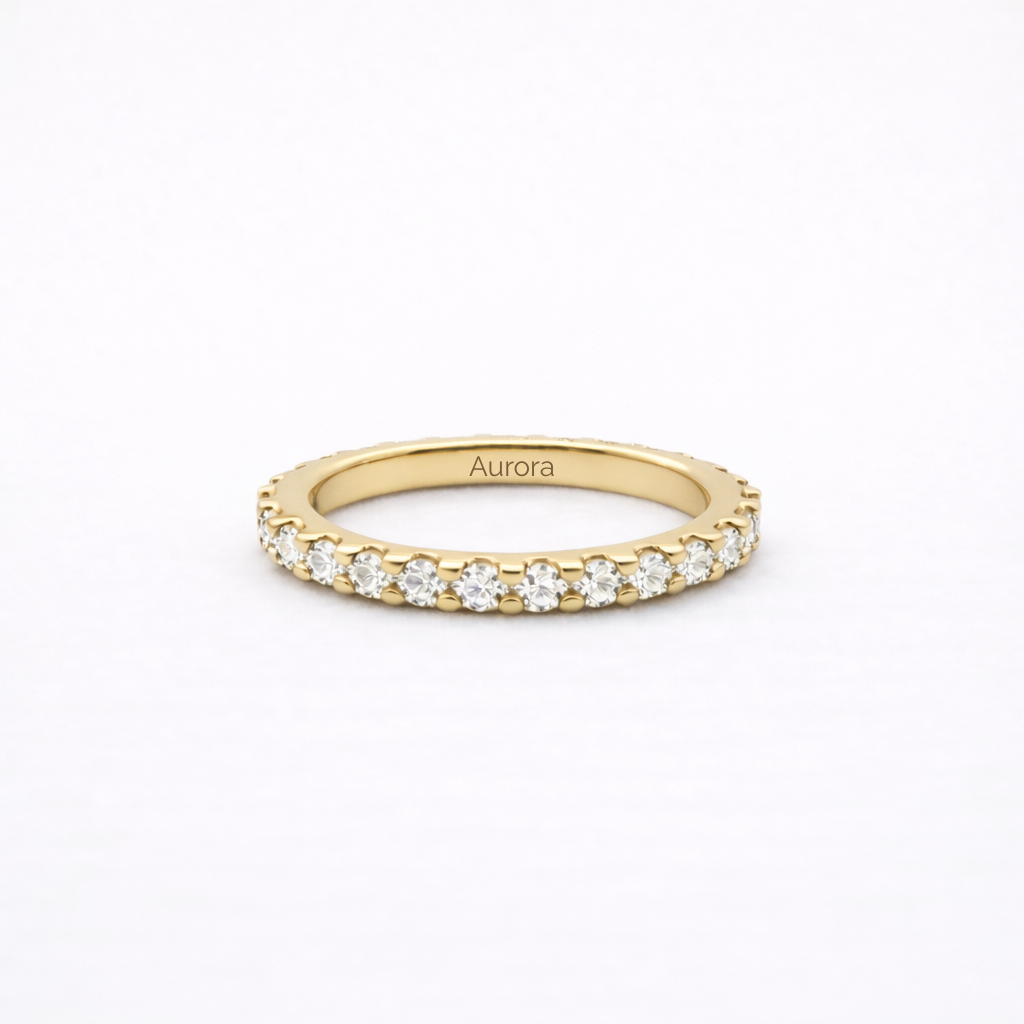 Aurora Fine Eternity Ring – 2 mm Diamond | 14K Yellow Gold