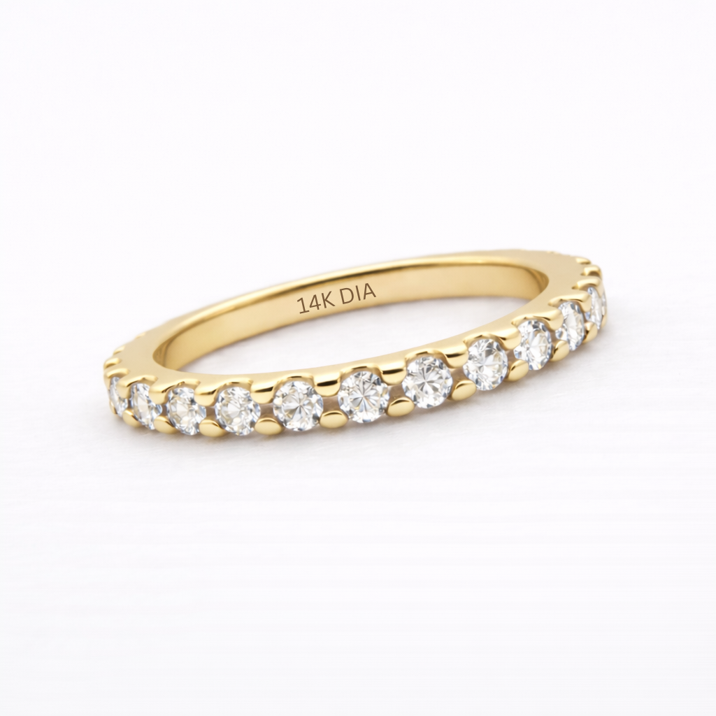 Aurora Fine Eternity Ring – 2 mm Diamond | 14K Yellow Gold