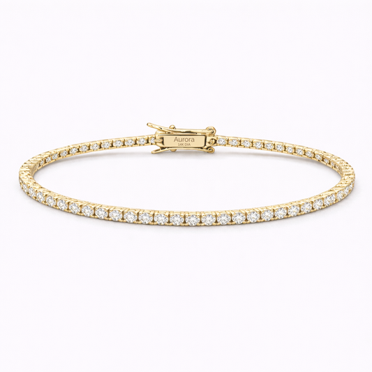 Aurora Fine Tennis Bracelet – 2 mm Diamond | 14K Yellow Gold