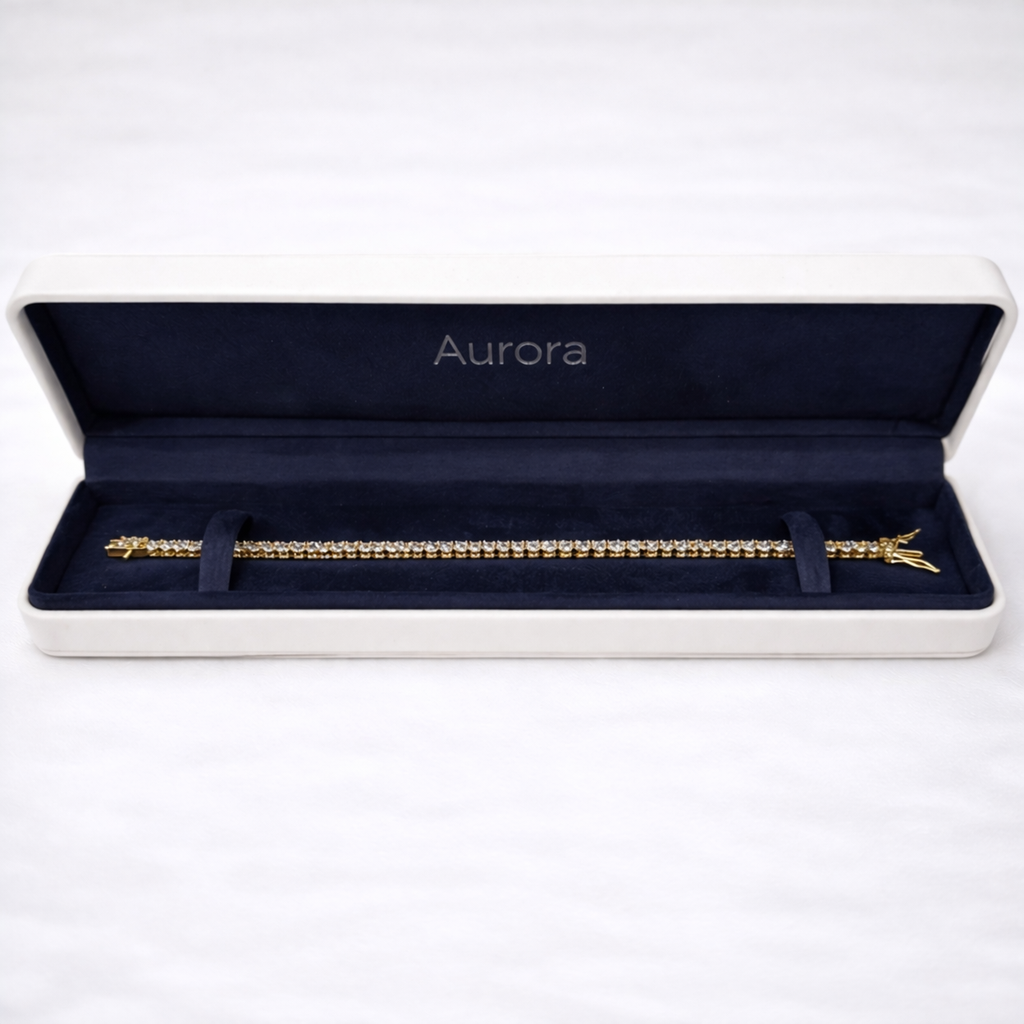 Aurora Fine Tennis Bracelet – 2 mm Moissanite | 14K Yellow Gold