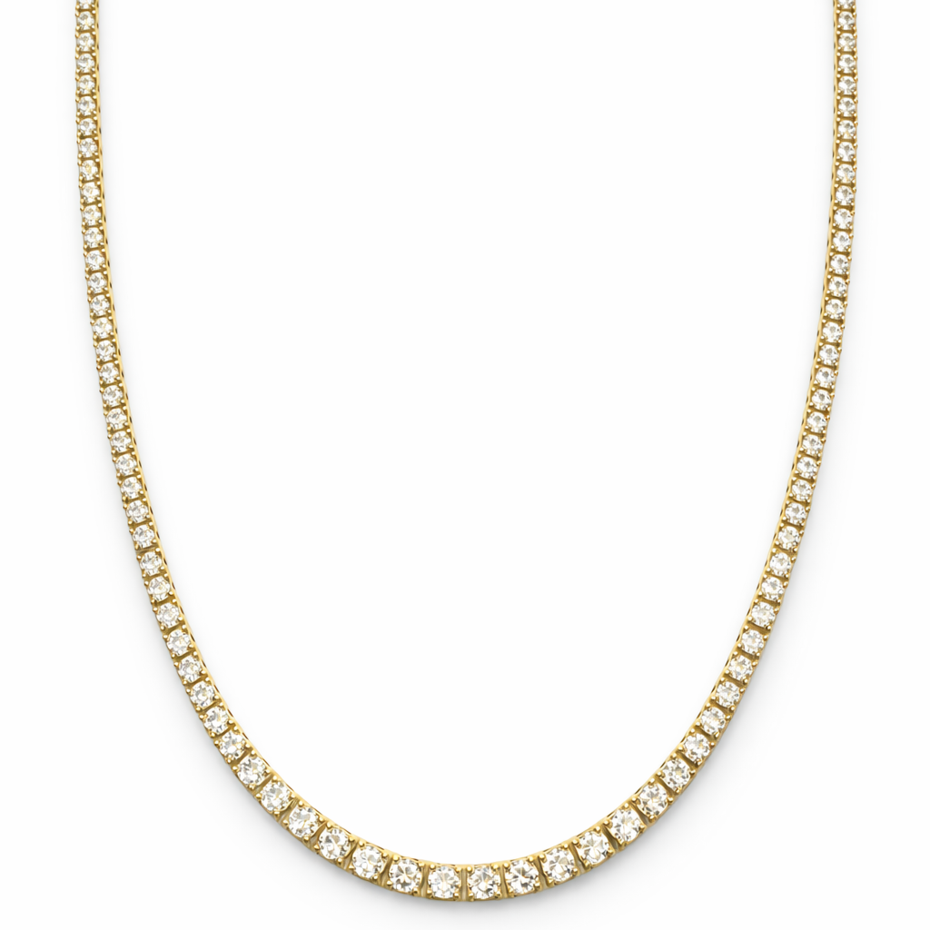 Gargantilla fina de tenis Aurora – Moissanita de 2 mm | Oro amarillo de 14K