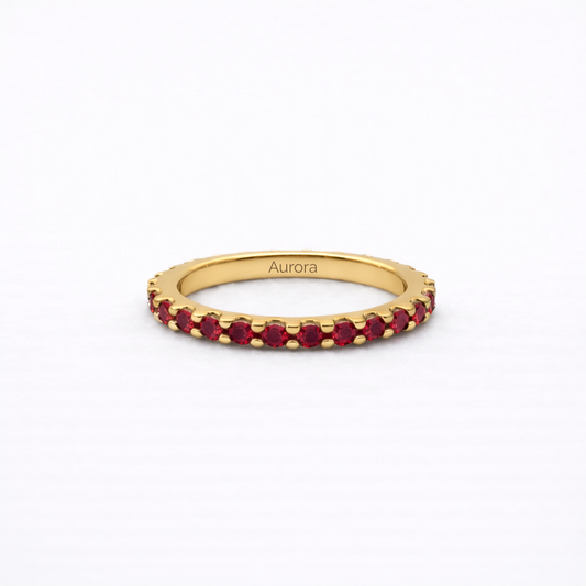 Aurora Fine Eternity Ring – 2 mm Ruby | 14K Yellow Gold