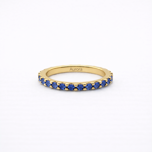 Aurora Fine Eternity Ring – 2 mm Sapphire | 14K Yellow Gold