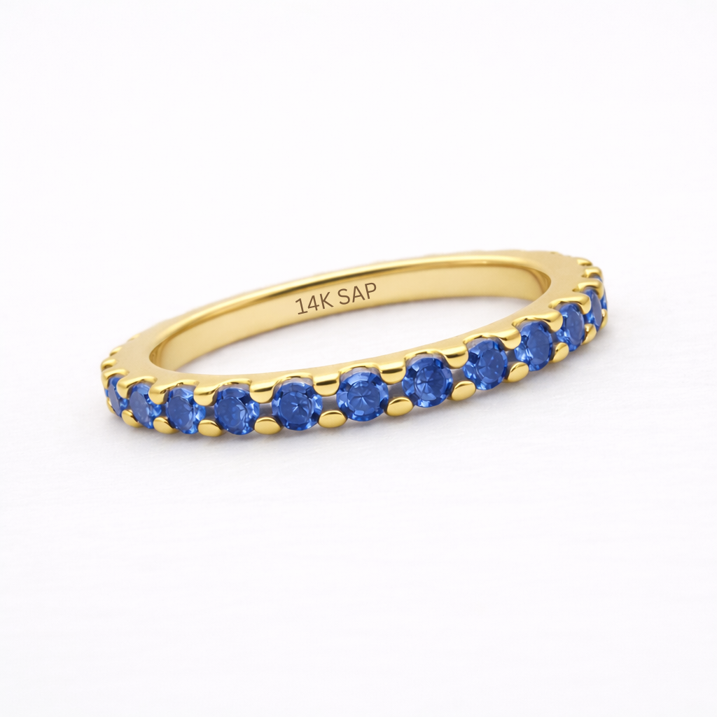 Aurora Fine Eternity Ring – 2 mm Sapphire | 14K Yellow Gold
