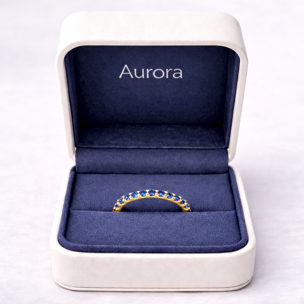 Aurora Fine Eternity Ring – 2 mm Sapphire | 14K Yellow Gold