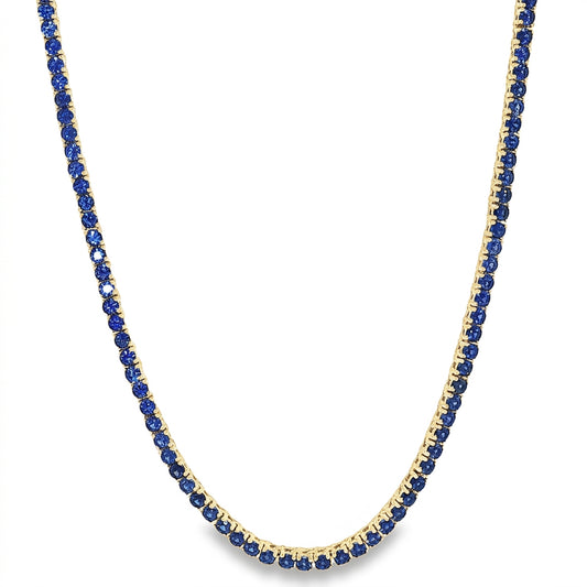 Aurora Minimalist Tennis Necklace – 2mm Sapphire | 14K Yellow Gold