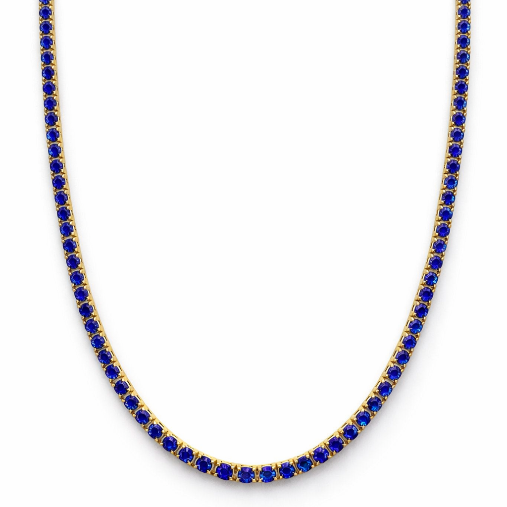 Collar Fino de Tenis Aurora – Zafiro de 2 mm | Oro Amarillo de 14K