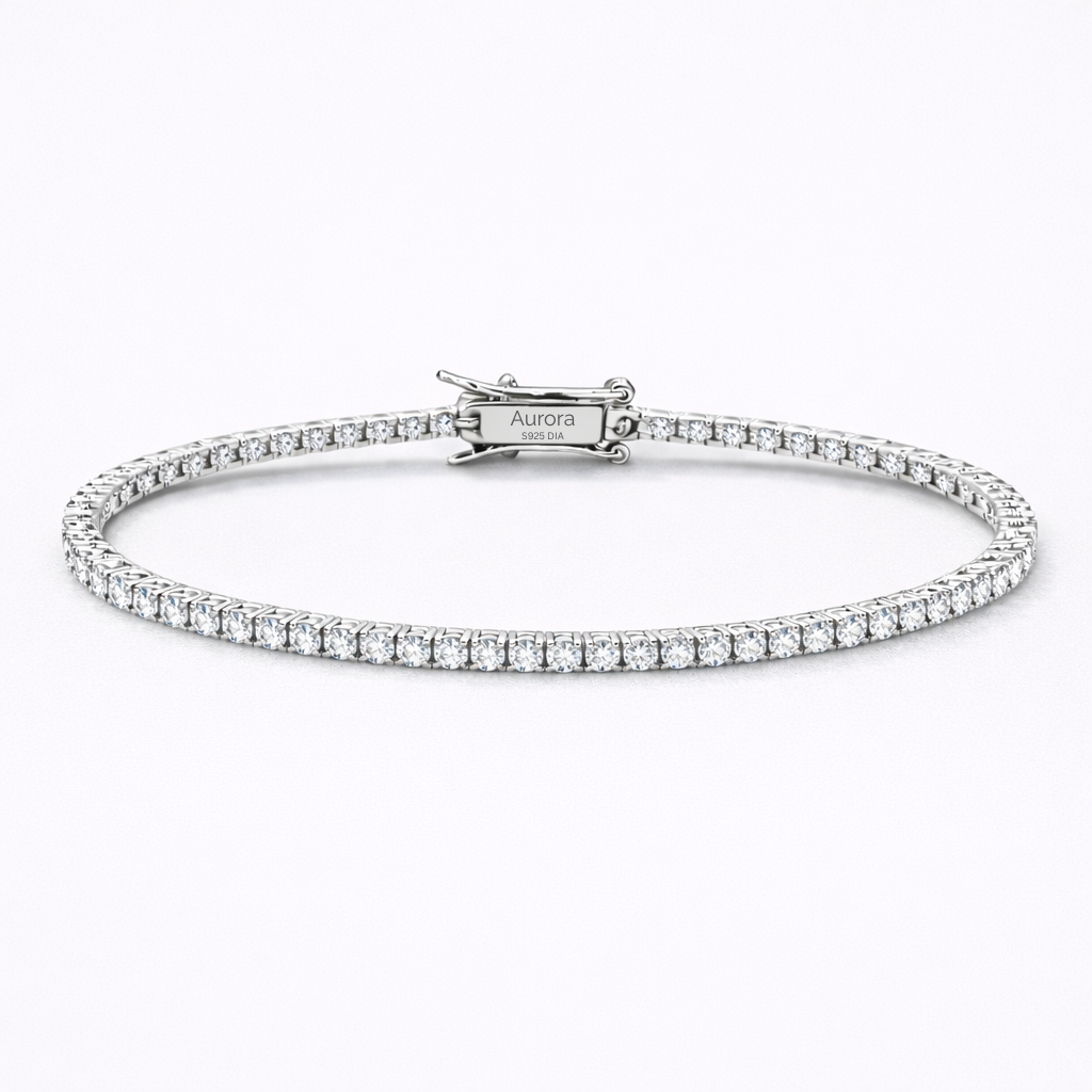 Aurora Fine Tennis Bracelet – 2 mm Diamond | 925 Sterling Silver