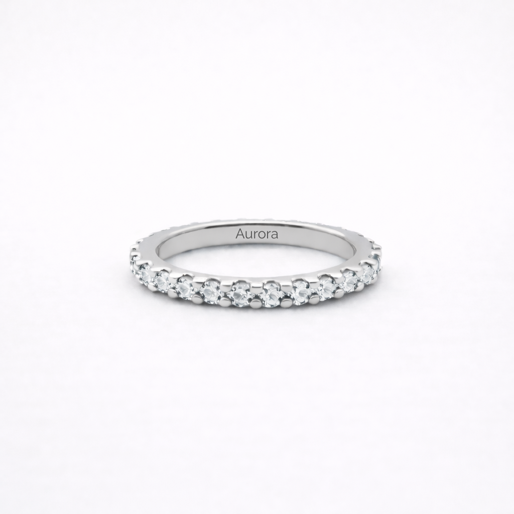 Aurora Fine Eternity Ring – 2 mm Moissanite | 925 Sterling Silver