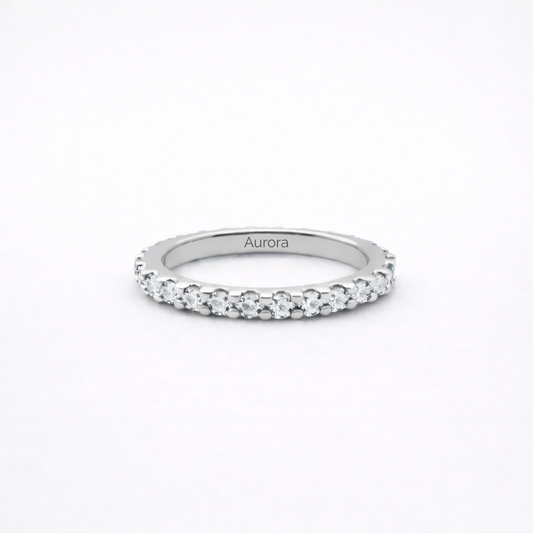 Aurora Fine Eternity Ring – 2 mm Moissanite | 925 Sterling Silver