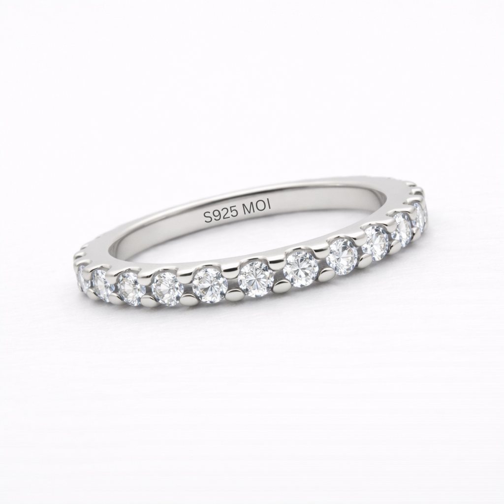 Aurora Fine Eternity Ring – 2 mm Moissanite | 925 Sterling Silver