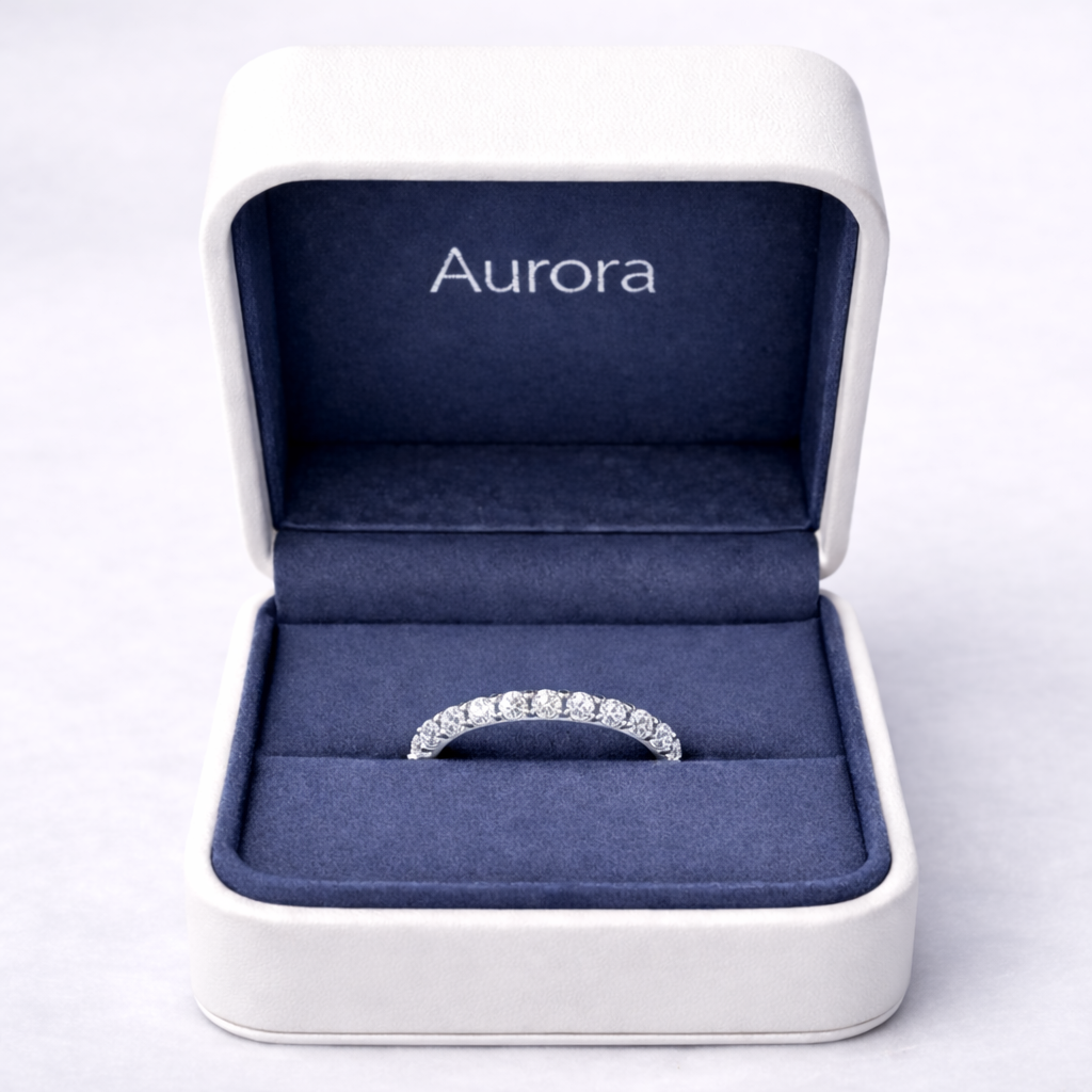 Aurora Fine Eternity Ring – 2 mm Moissanite | 925 Sterling Silver