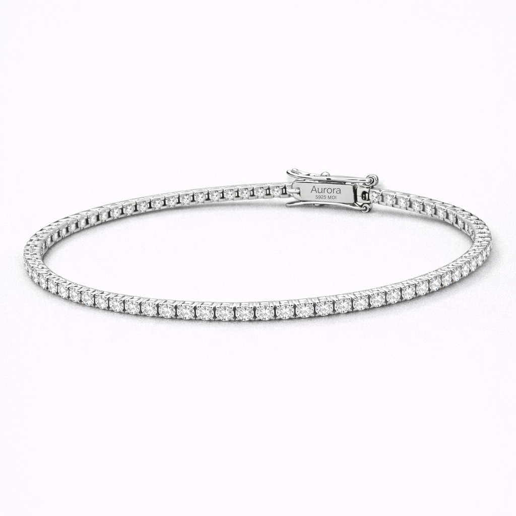 Aurora Fine Tennis Bracelet – 2 mm Moissanite | 925 Sterling Silver
