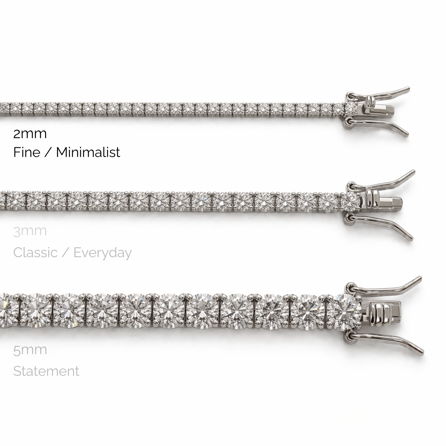 Aurora Fine Tennis Bracelet – 2 mm Moissanite | 925 Sterling Silver