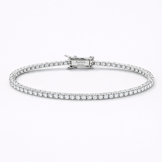 Aurora Fine Tennis Bracelet – 2 mm Moissanite | 925 Sterling Silver