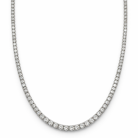 Aurora Fine Tennis Necklace – 2 mm Moissanite | 925 Sterling Silver