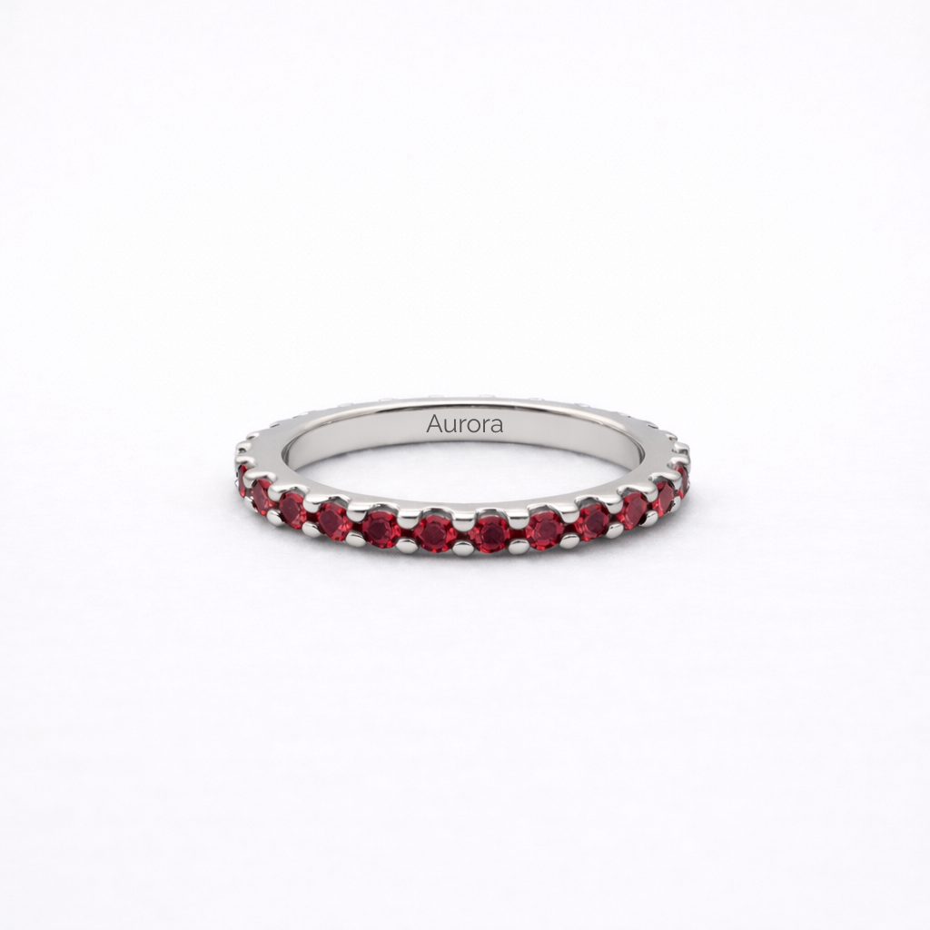 Aurora Fine Eternity Ring – 2 mm Ruby | 925 Sterling Silver