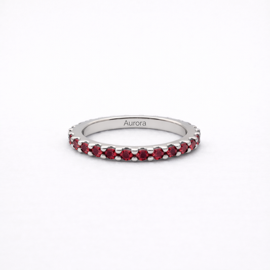 Aurora Fine Eternity Ring – 2 mm Ruby | 925 Sterling Silver