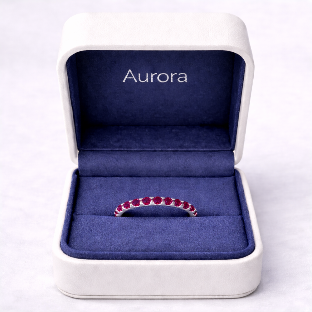 Aurora Fine Eternity Ring – 2 mm Ruby | 925 Sterling Silver