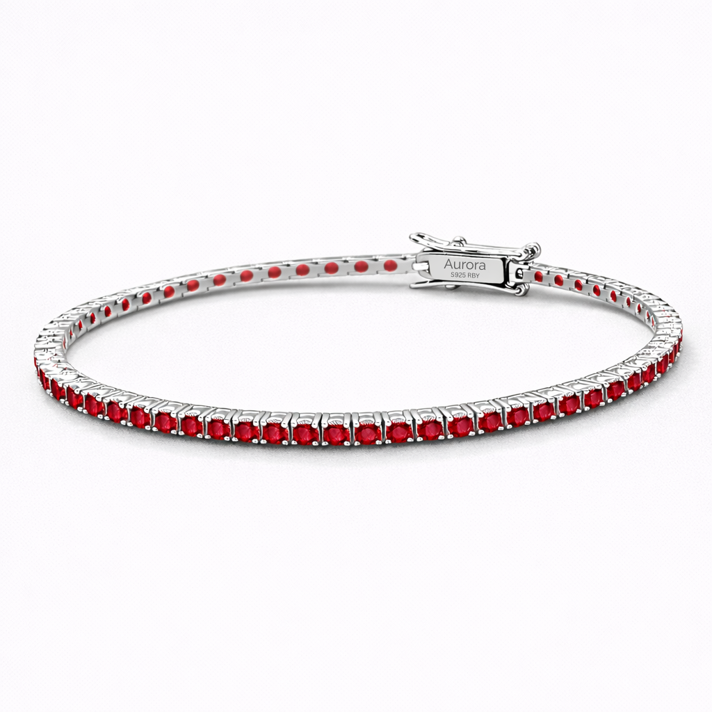 Aurora Fine Tennis Bracelet – 2 mm Ruby | 925 Sterling Silver