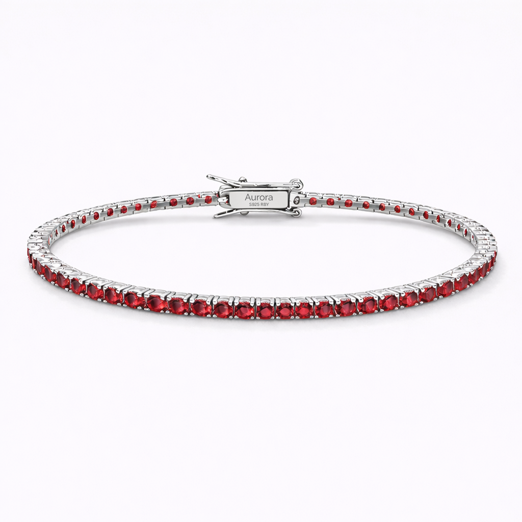 Aurora Fine Tennis Bracelet – 2 mm Ruby | 925 Sterling Silver