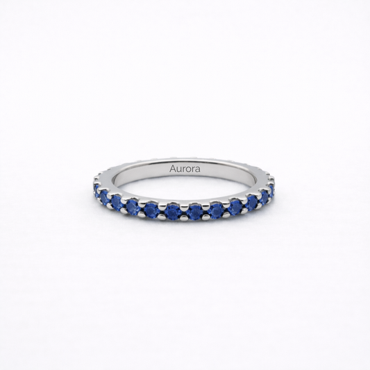 Aurora Fine Eternity Ring – 2 mm Sapphire | 925 Sterling Silver