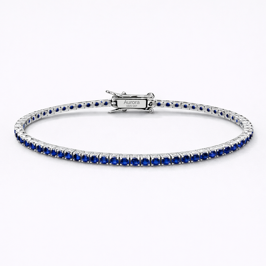 Aurora Fine Tennis Bracelet – 2 mm Sapphire | 925 Sterling Silver