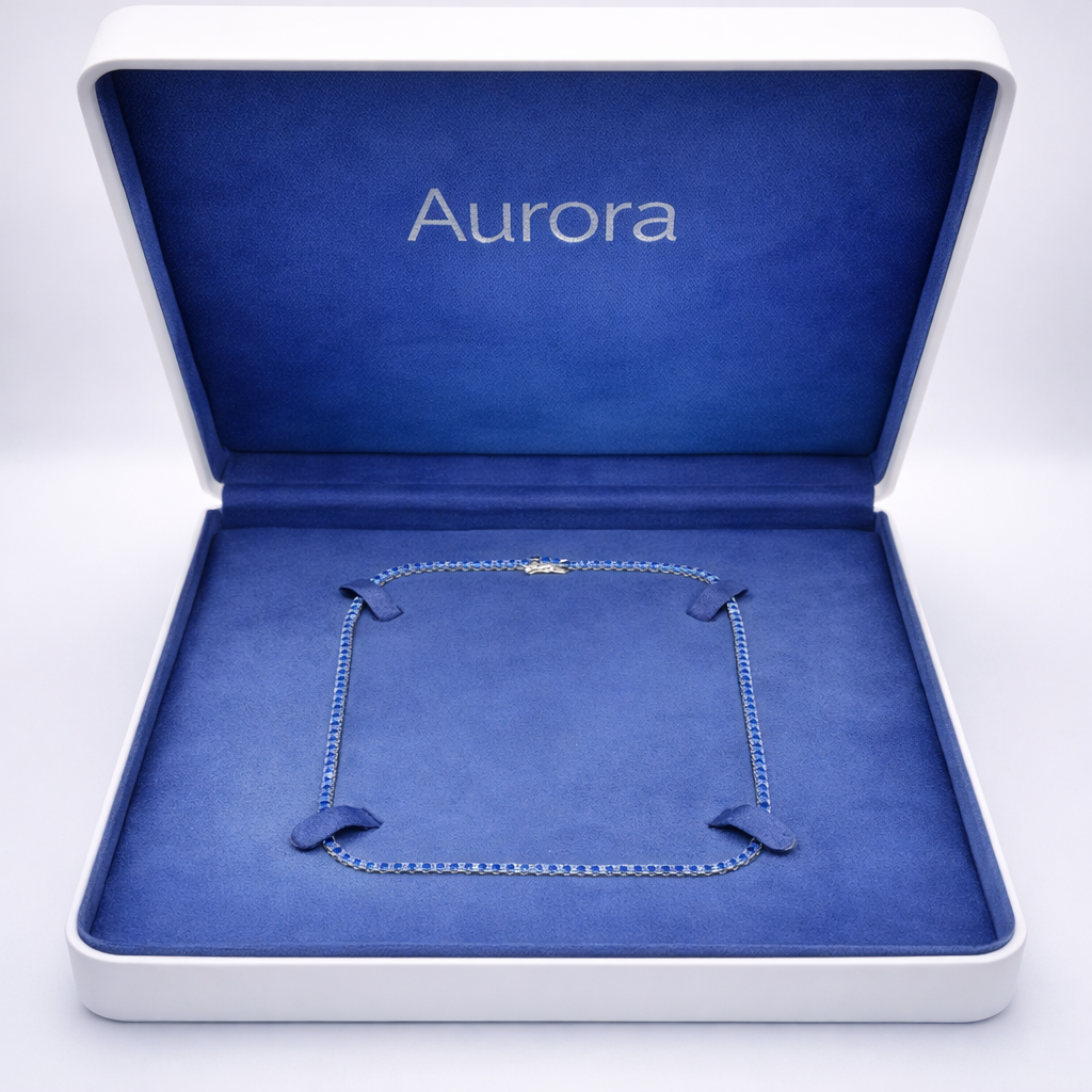 Collar de tenis fino Aurora - Zafiro de 2 mm | Plata de ley 925