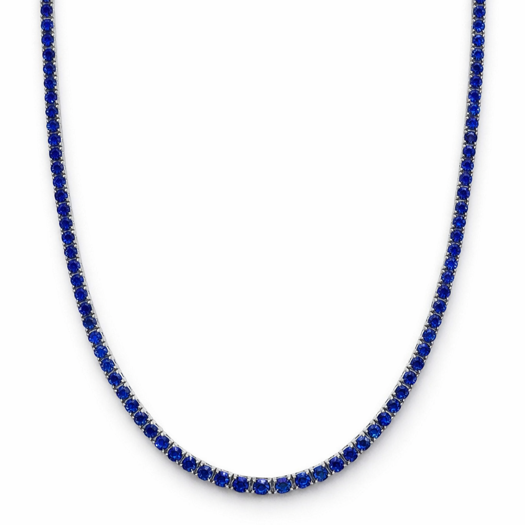 Collar de tenis fino Aurora - Zafiro de 2 mm | Plata de ley 925