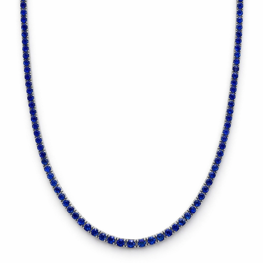 Aurora Fine Tennis Necklace – 2 mm Sapphire | 925 Sterling Silver