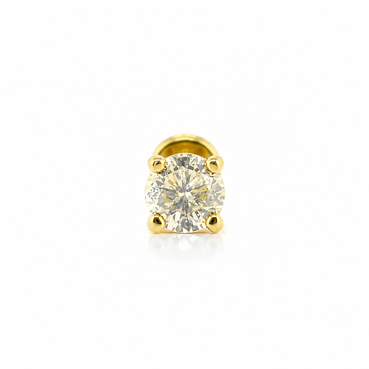Aurora Minimalist Diamond Push Pin Stud – 3 mm | 14K Yellow Gold