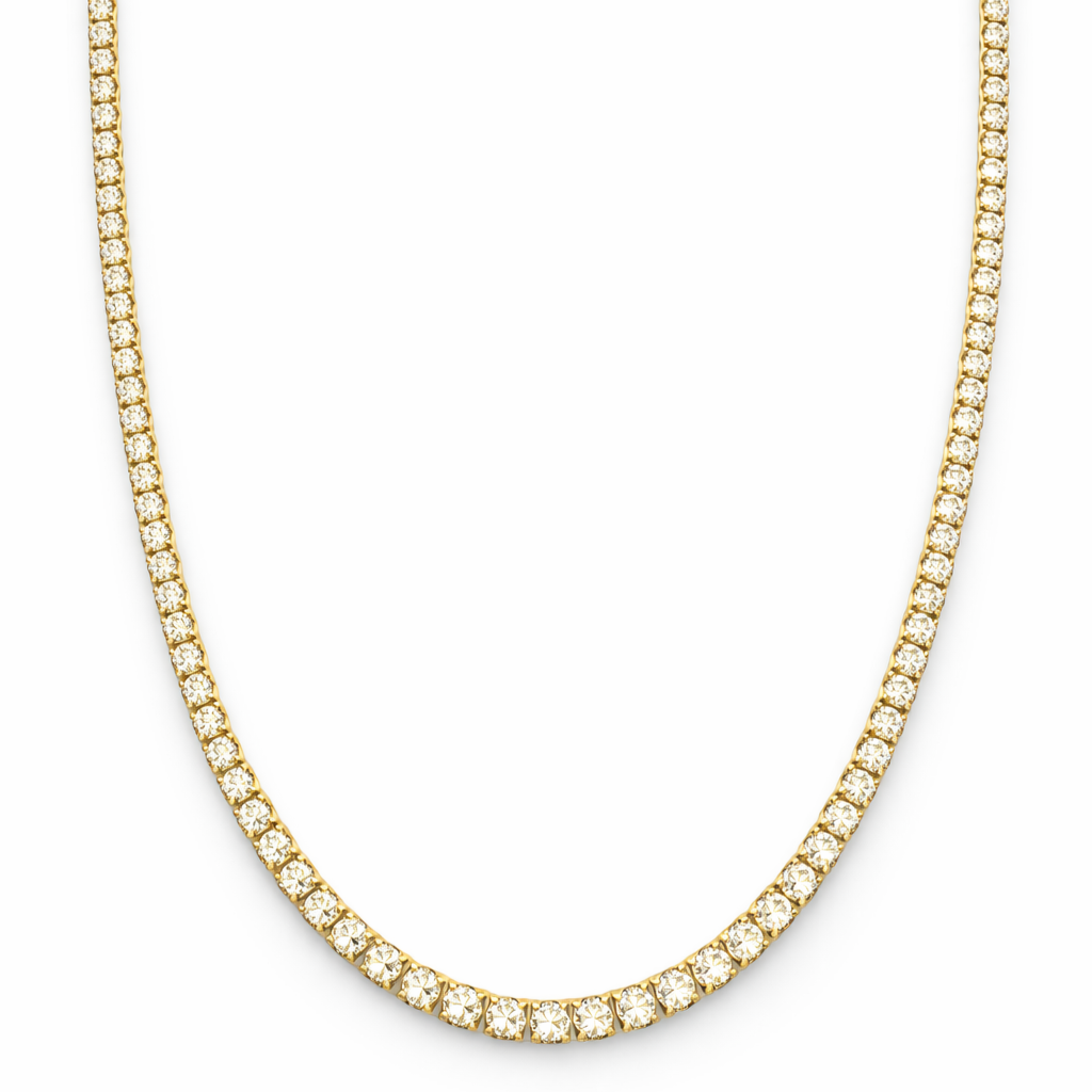 Aurora Signature Tennis Chain – 3 mm Diamond | 14K Yellow Gold