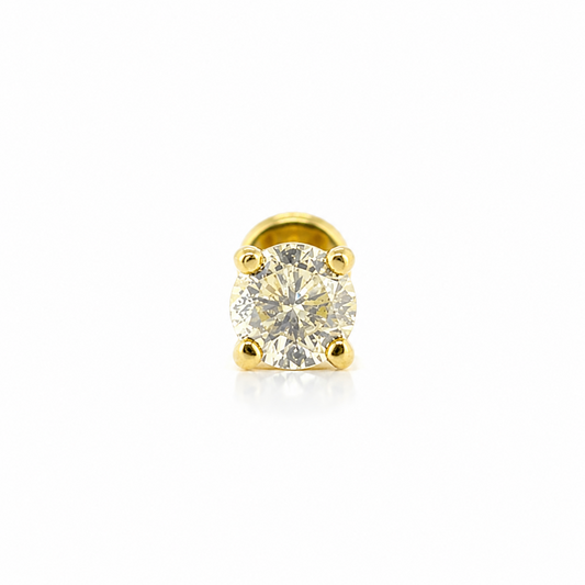 Aurora Minimalist Diamond Threaded Stud – 3 mm | 14K Yellow Gold