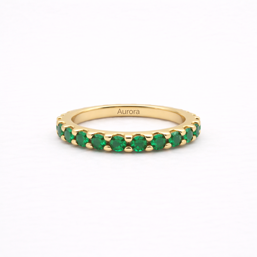 Aurora Signature Eternity Ring – 3 mm Emerald | 14K Yellow Gold