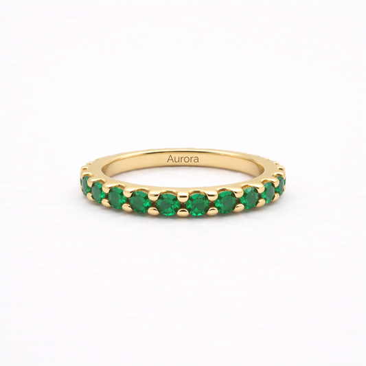 Aurora Signature Eternity Ring – 3 mm Emerald | 14K Yellow Gold