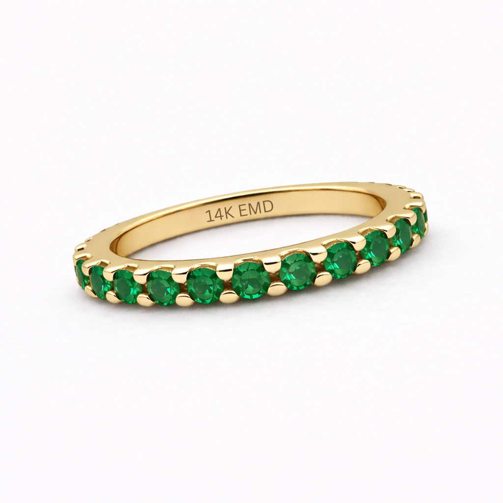 Aurora Signature Eternity Ring – 3 mm Emerald | 14K Yellow Gold