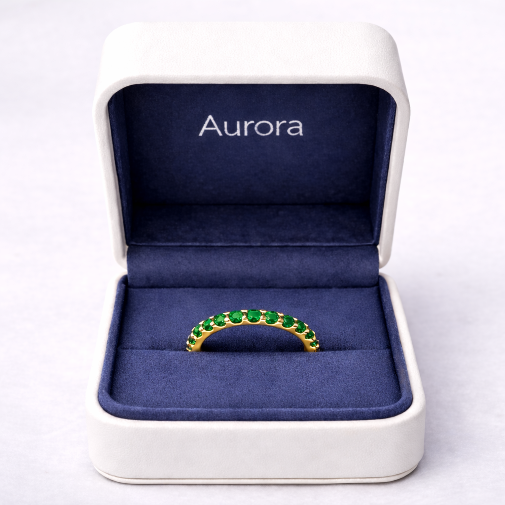 Aurora Signature Eternity Ring – 3 mm Emerald | 14K Yellow Gold