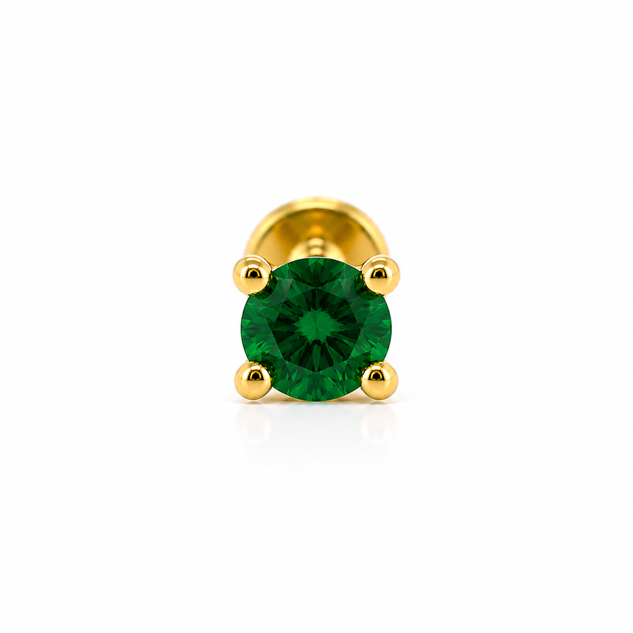Aurora Minimalist Emerald Push Pin Stud – 3 mm | 14K Yellow Gold