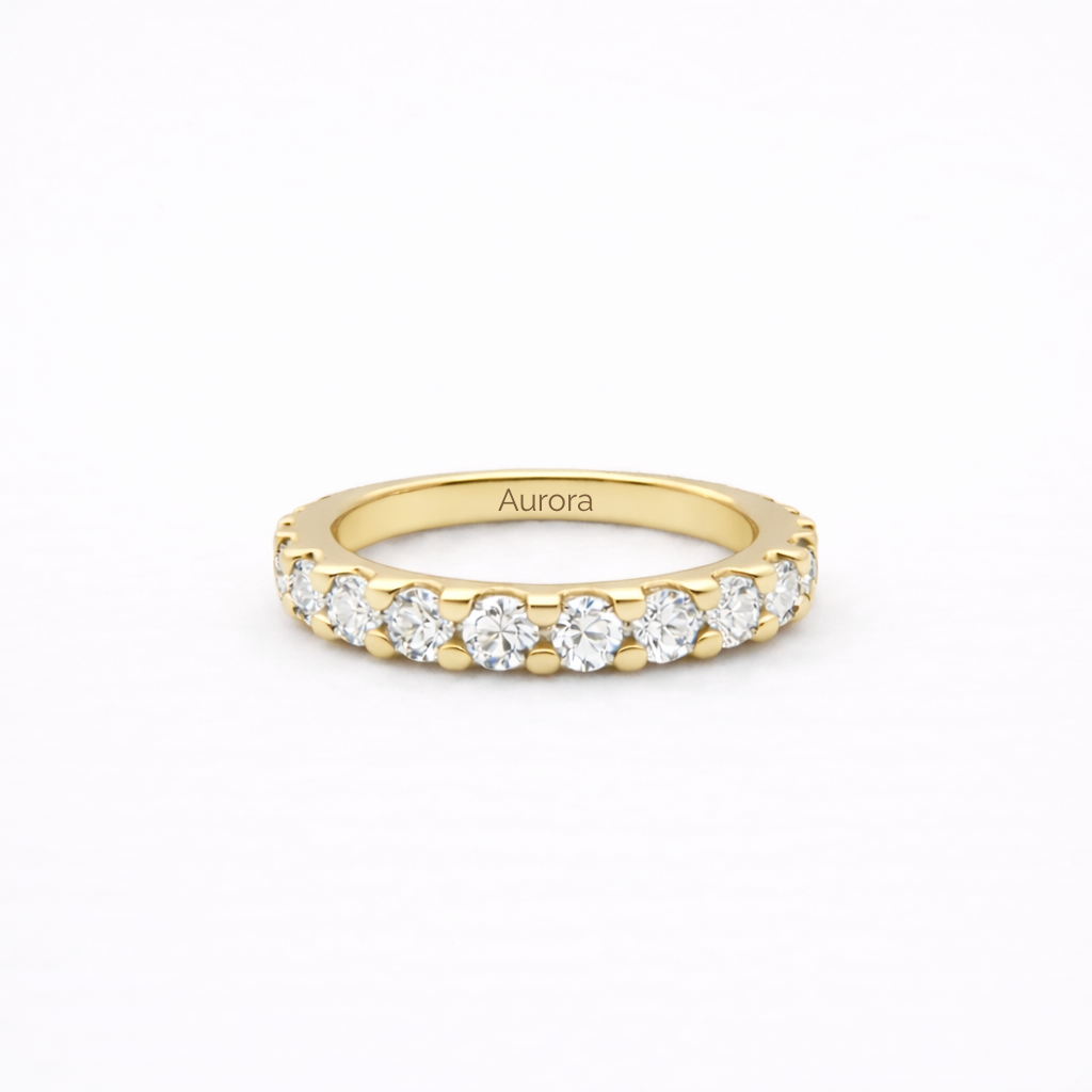 Aurora Signature Eternity Ring – 3 mm Moissanite | 14K Yellow Gold